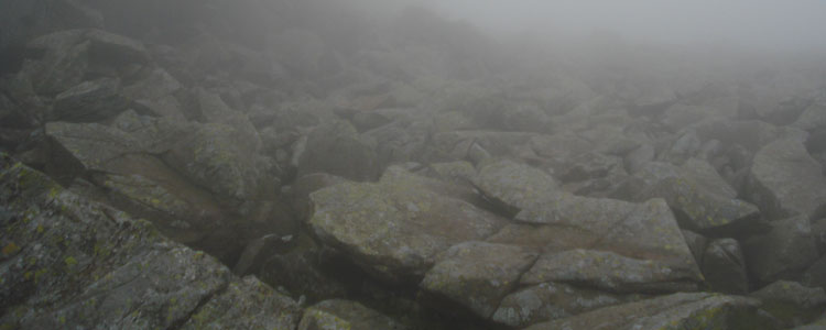 Scafell Pike in the fog - photo by DTF
